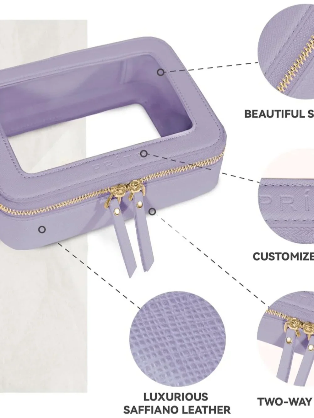 Clear Makeup Bag Travel Cosmetic Organizer Toiletry Case for Women | Waterproof - Picture 5 of 7